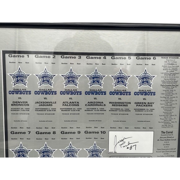 1989 Dallas Cowboys Season Ticket Sheet Signed by Jason Tucker - Picture 6 of 9